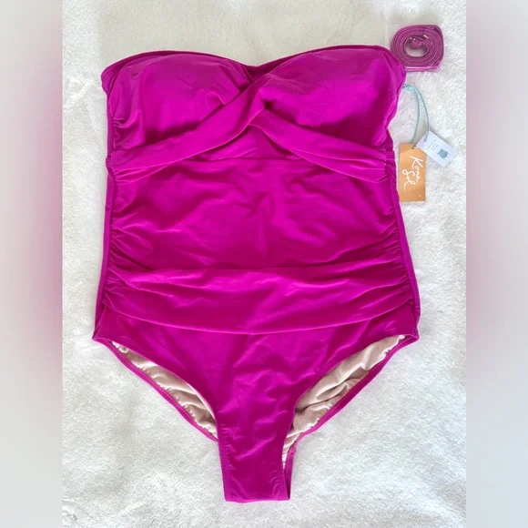 Kona Sol Women Full Coverage Tummy Control One Piece Swimsuit - NWT - Picture 5 of 11